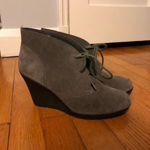 Bass gray grey suede wedge booties